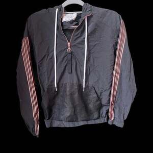 Ashley By 26 International Nylon Windbreaker Black with Rose Gold stripes size M